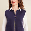Gilet droit court sans manches bleu marine femme