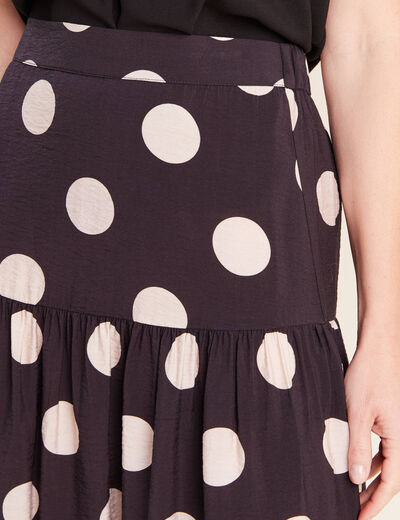 Jupon &agrave; pois noir femme
