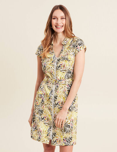 Robe droite zippée vert femme
