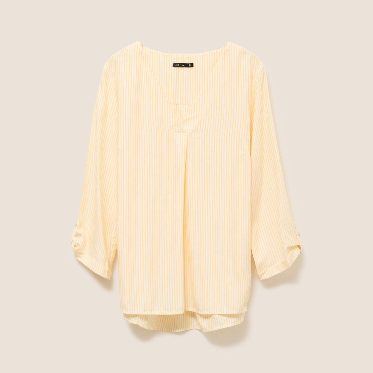 blouse fluide manches 3/4 jaune femme