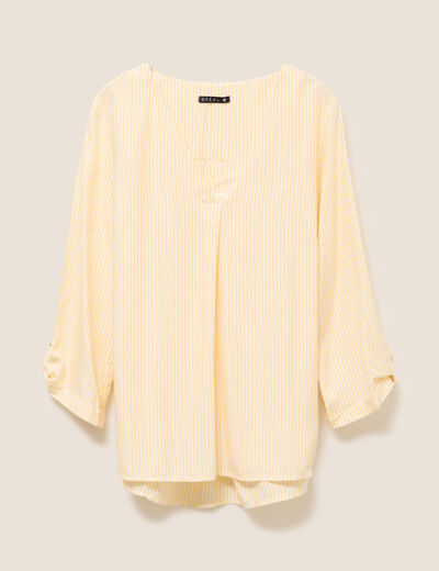 blouse fluide manches 3/4 jaune femme
