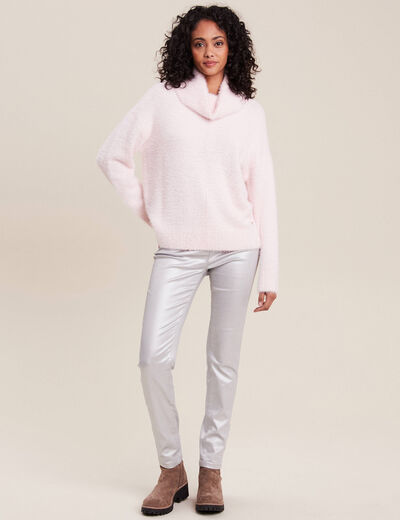 Pull manches longues rose clair femme