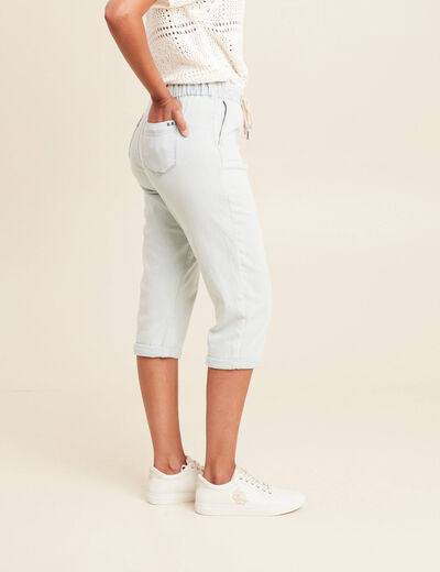 Pantacourt coupe mom denim bleach femme