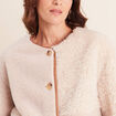Manteau manches longues fausse fourrure ecru femme