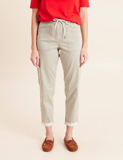Pantalon coupe mom 7/8&egrave;me vert femme