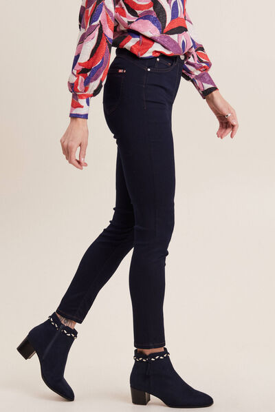 Pantalon léger taille haute 7/8ème denim brut femme