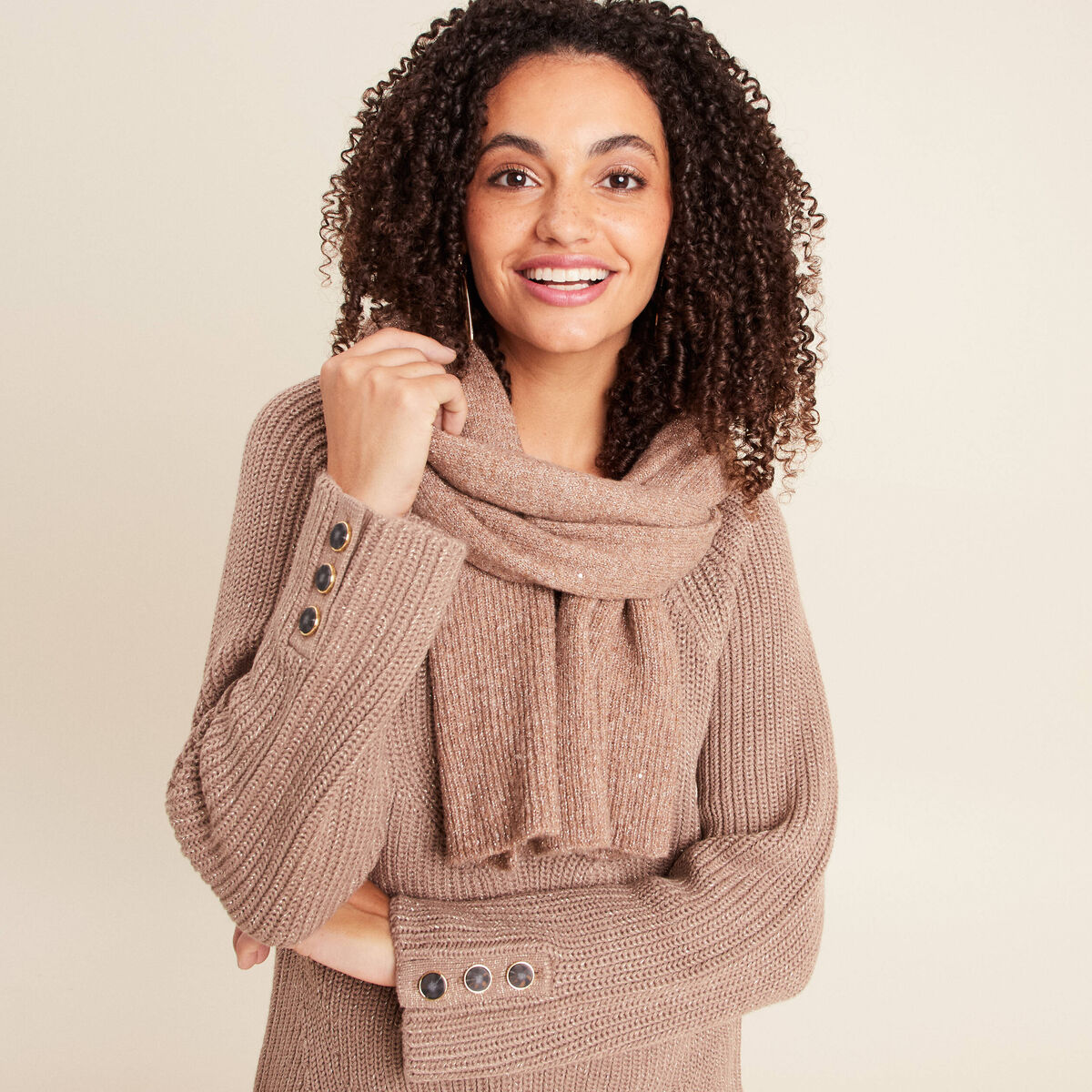 Echarpe laine et Angora, couleur Acaju