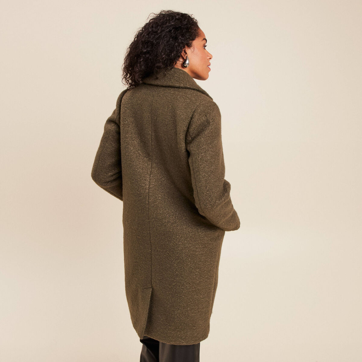 Manteau 3 en 1 col montant doubl&eacute; vert kaki femme