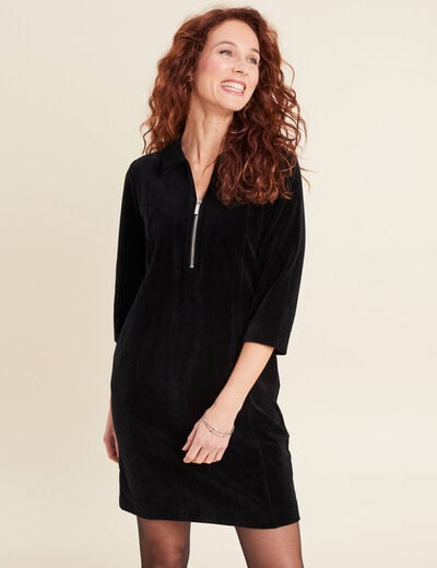 Robe droite velours noir femme
