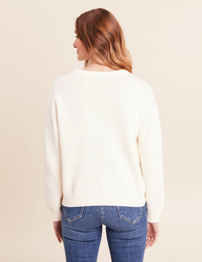 Gilet manches longues ecru femme