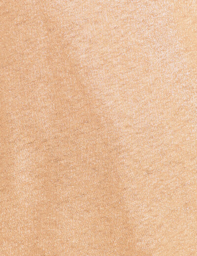T-shirt col V manches courtes beige femme