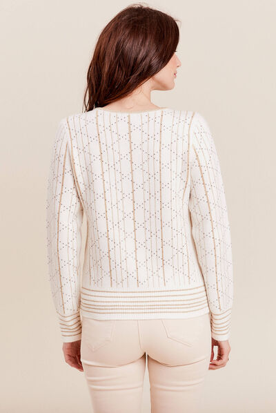 Pull manches longues ecru femme