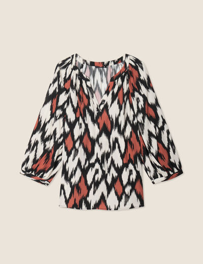 Blouse manches 3/4 orange femme