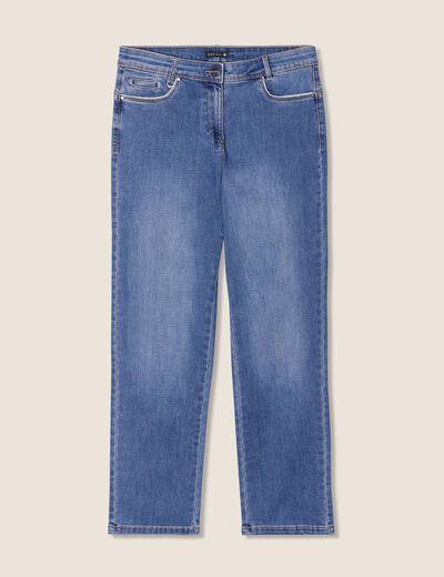 Jean coupe droite 7/8&egrave;me denim stone femme