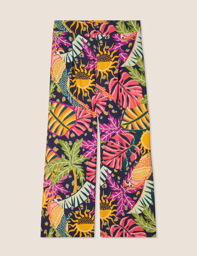 Pantalon flou large 7/8ème multicolore femme