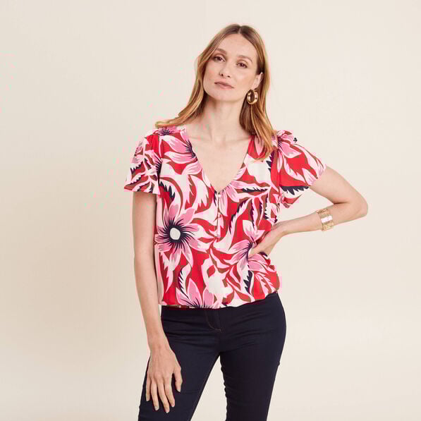 blouse manches courtes rouge femme Blouse manches courtes rouge femme