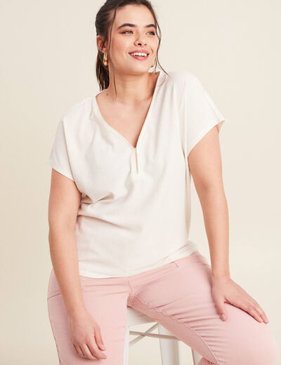 T-shirt manches courtes ecru femme