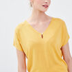 Pull manches courtes jaune moutarde femme