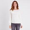 Pull manches longues à sequins ecru femme