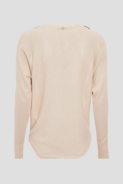 Pull manches longues couleur or femme