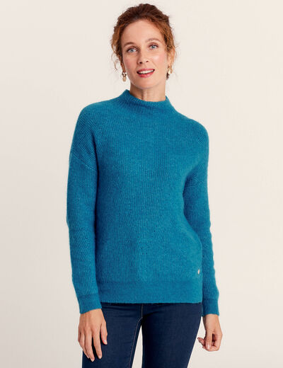 Pull manches longues bleu canard femme