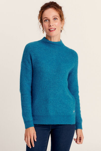 Pull manches longues bleu canard femme
