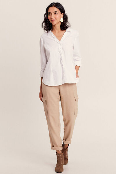 Pantalon fluide à coulisse sable femme