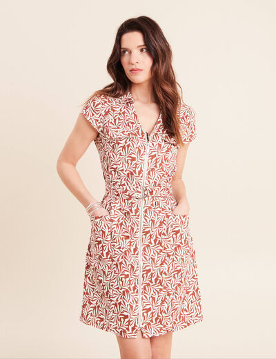 Robe droite zipp&eacute;e orange femme