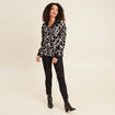 Chemise ample mi-longue manches longues noir femme