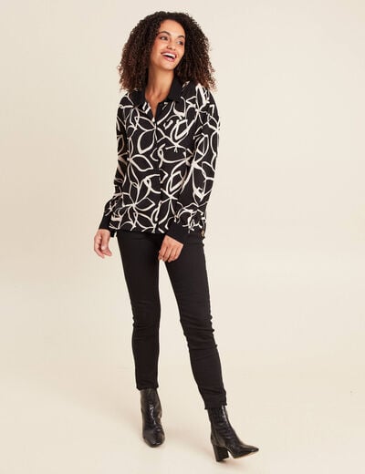 Chemise ample mi-longue manches longues noir femme