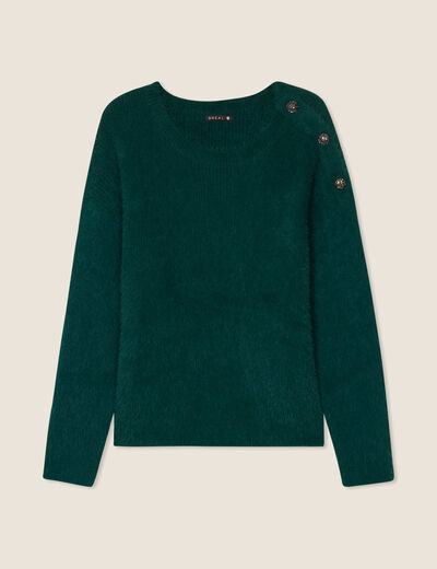 Pull manches longues vert foncé femme