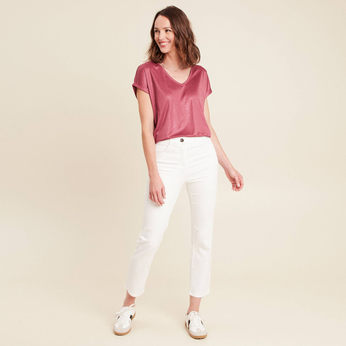 T-shirt manches courtes vieux rose femme