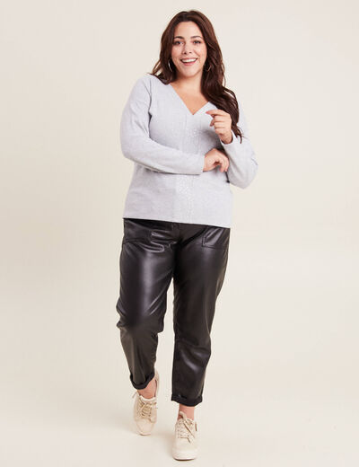 T-shirt manches longues gris clair femme