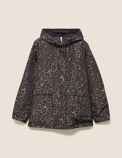 Parka cintr&eacute;e r&eacute;versible &agrave; capuche marron femme