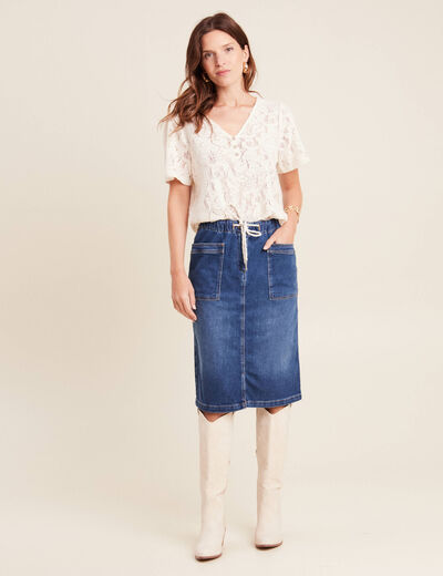 T-shirt manches courtes ecru femme