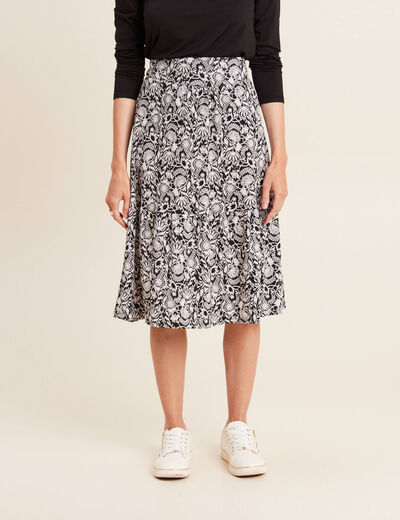 Jupe évasée fluide noir femme