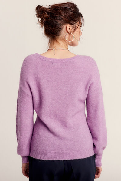 Pull manches longues violet femme