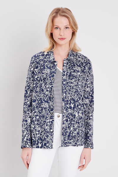 Veste droite boutonnée ecru femme