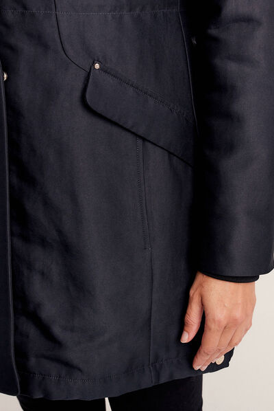 Parka droite à capuche noir femme