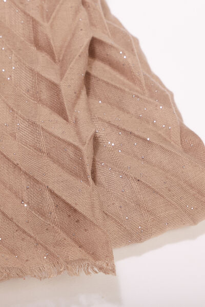 Foulard plissé taupe femme