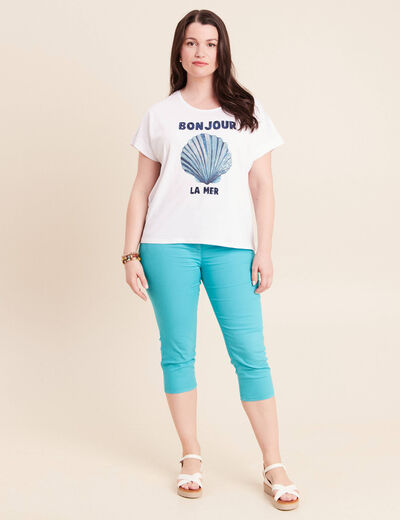 Pantacourt magique Le L&eacute;ger coupe droite vert turquoise femme
