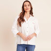 Chemise ample en coton manches 3/4 ecru femme