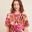 blouse ample crêpe col tunisien rose femme