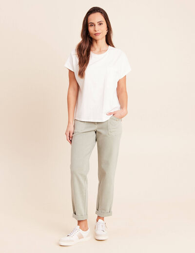 Jean coupe mom 7/8&egrave;me vert clair femme