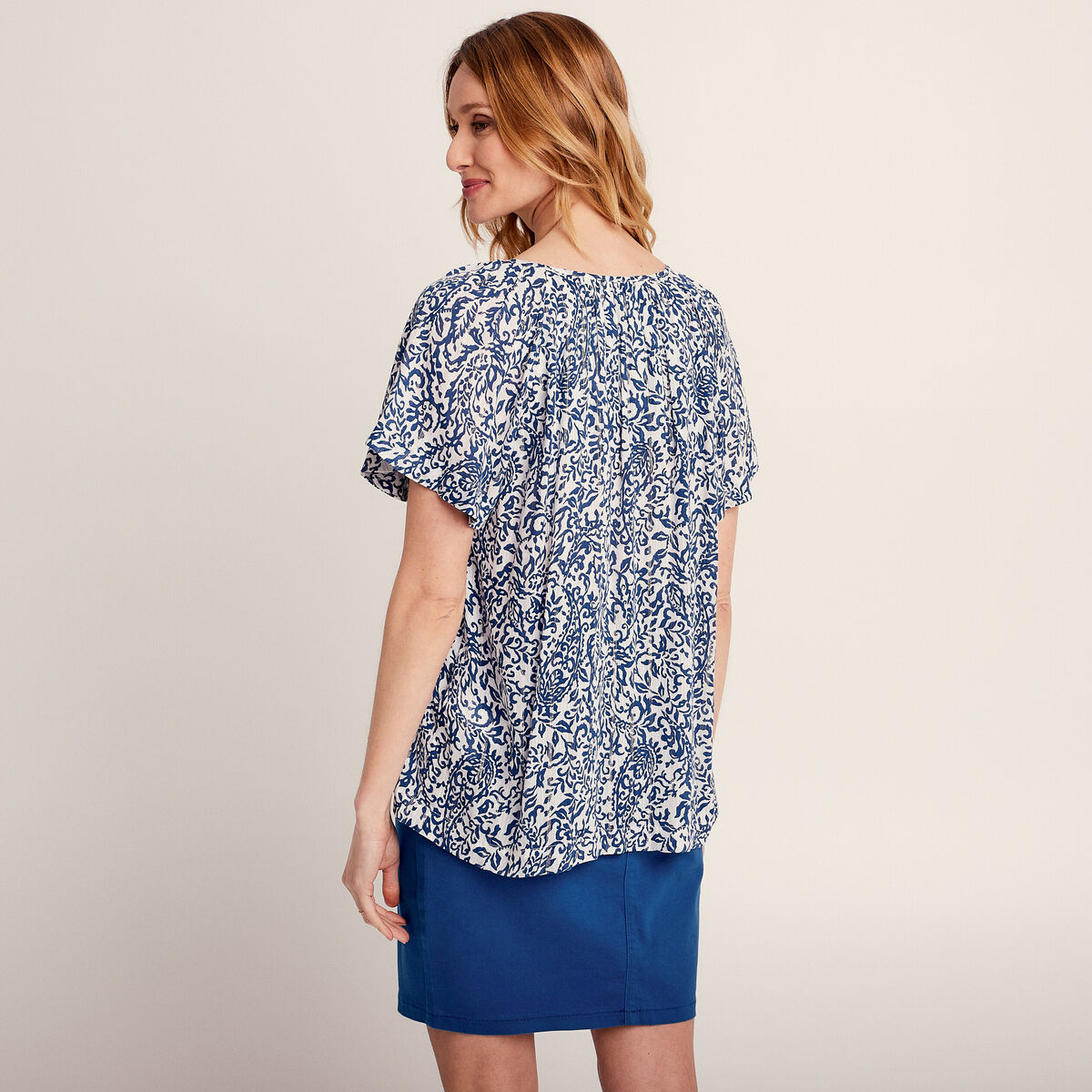 Blouse manches courtes blanc femme