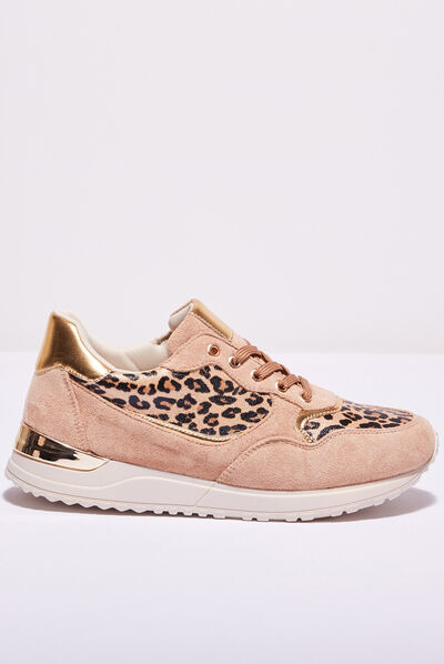 Baskets détails métalliques sable femme