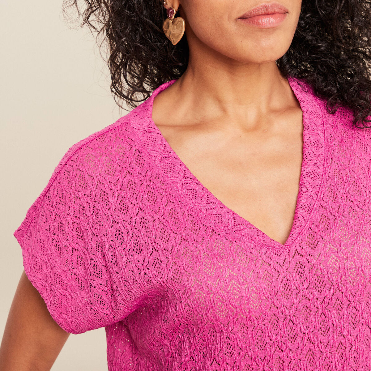 T-shirt manches courtes rose femme