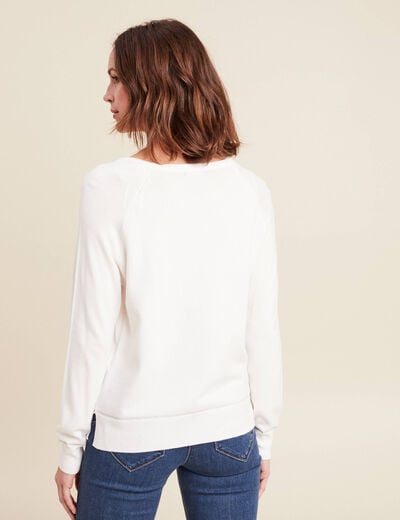 Pull col rond ecru femme