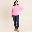 Pull col rond manches longues rose femme