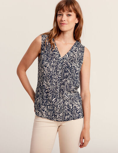 Blouse sans manches bleu femme